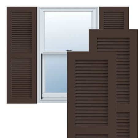 True Fit PVC Two Equal Louver Shutters, Raisin Brown, 12W X 25H